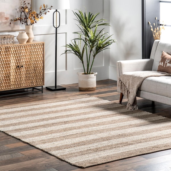 Nuloom Alisia Flatweave Striped Jute Area Rug 2ft 6in x 8ft TADR03A-2608 - main